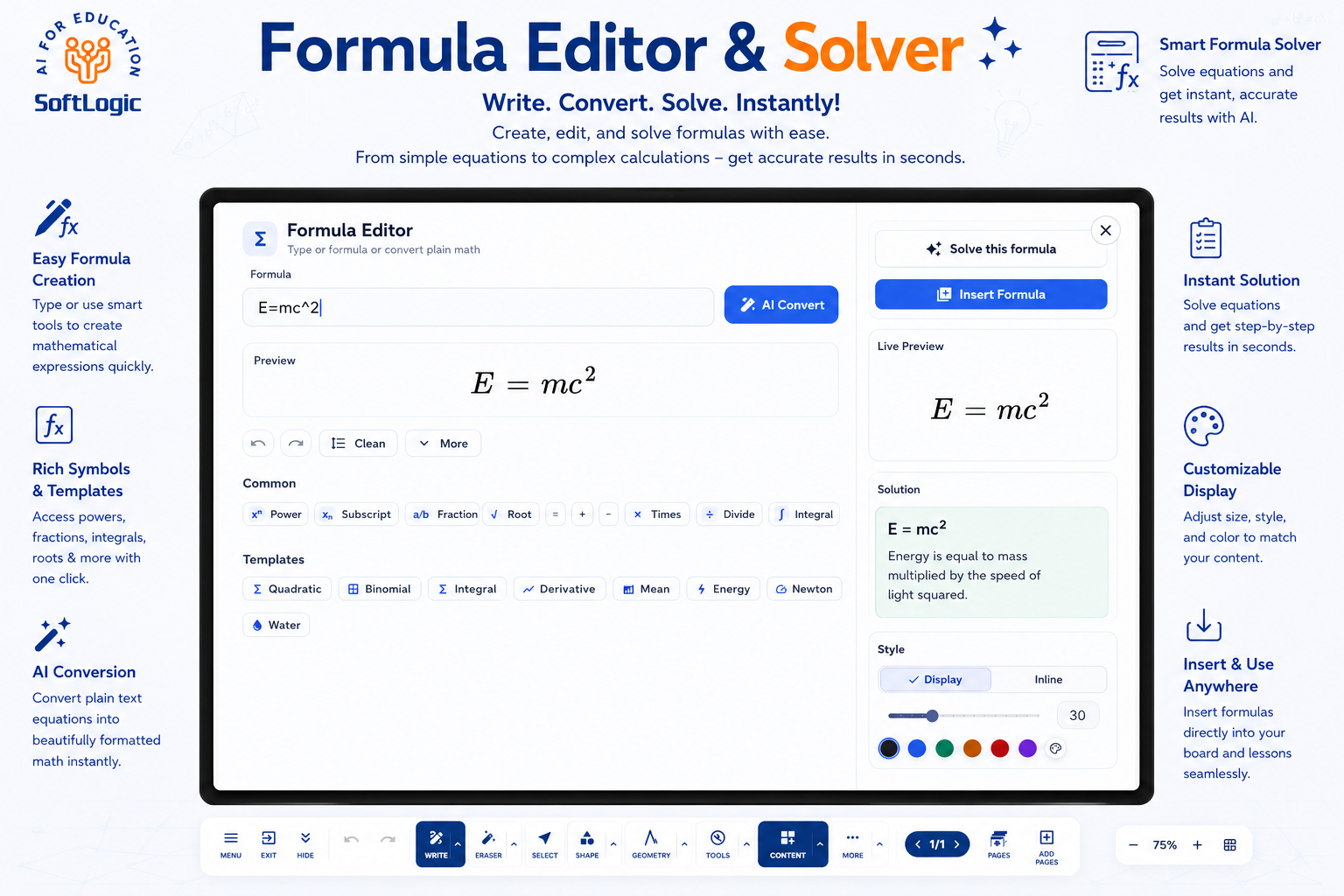 Formula Editor & Equation Solver